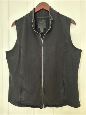 Preswick & Moore Black Sleeveless washed stretch cotton Zip Vest